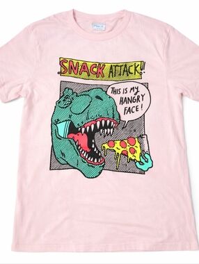The Children’s Place Girls XXL Dinosaur Snack Attack Graphic T-Shirt Pink Funny
